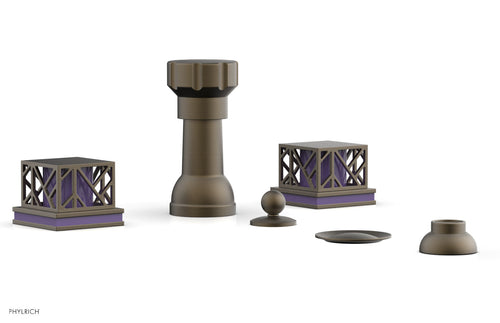 Phylrich JOLIE Four Hole Bidet Set - Square Handles with "Purple Accents" 222-61