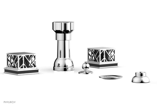 Phylrich JOLIE Four Hole Bidet Set - Square Handles with "Black Accents" 222-61