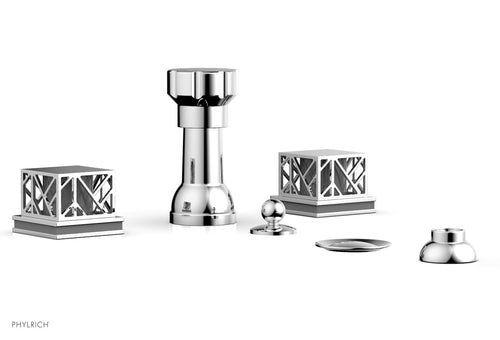 Phylrich JOLIE Four Hole Bidet Set - Square Handles with "Grey Accents" 222-61