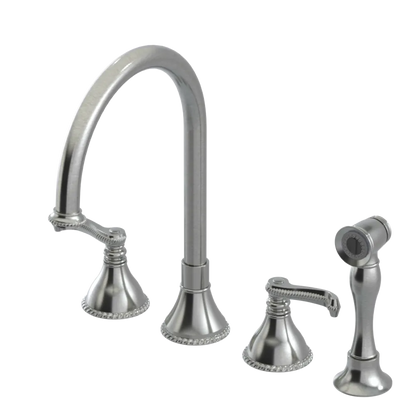 Rubinet Widespread Kitchen Set with Hand Spray Satin Nickel