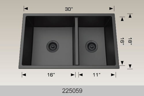 Bosco Granite Series Undermount Kitchen Sink 30 x 18 Black