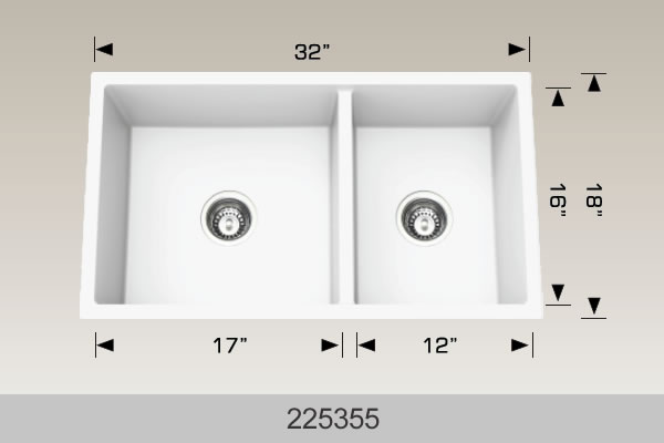 Bosco Granite Series Undermount Kitchen Sink 30 x 18 White