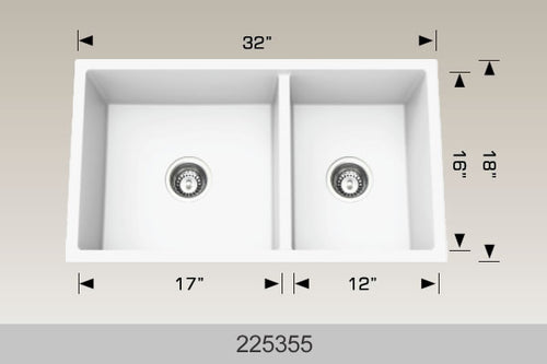 Bosco Granite Series Undermount Kitchen Sink 30 x 18 White