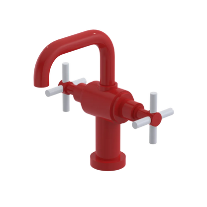 Rubinet Single Hole Dual Handle Lav. Set. (less drain) Red