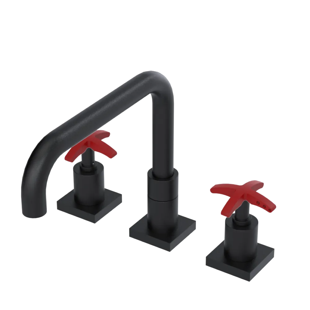 Rubinet Widespread Kitchen Set with Genesis Spout Matt Black