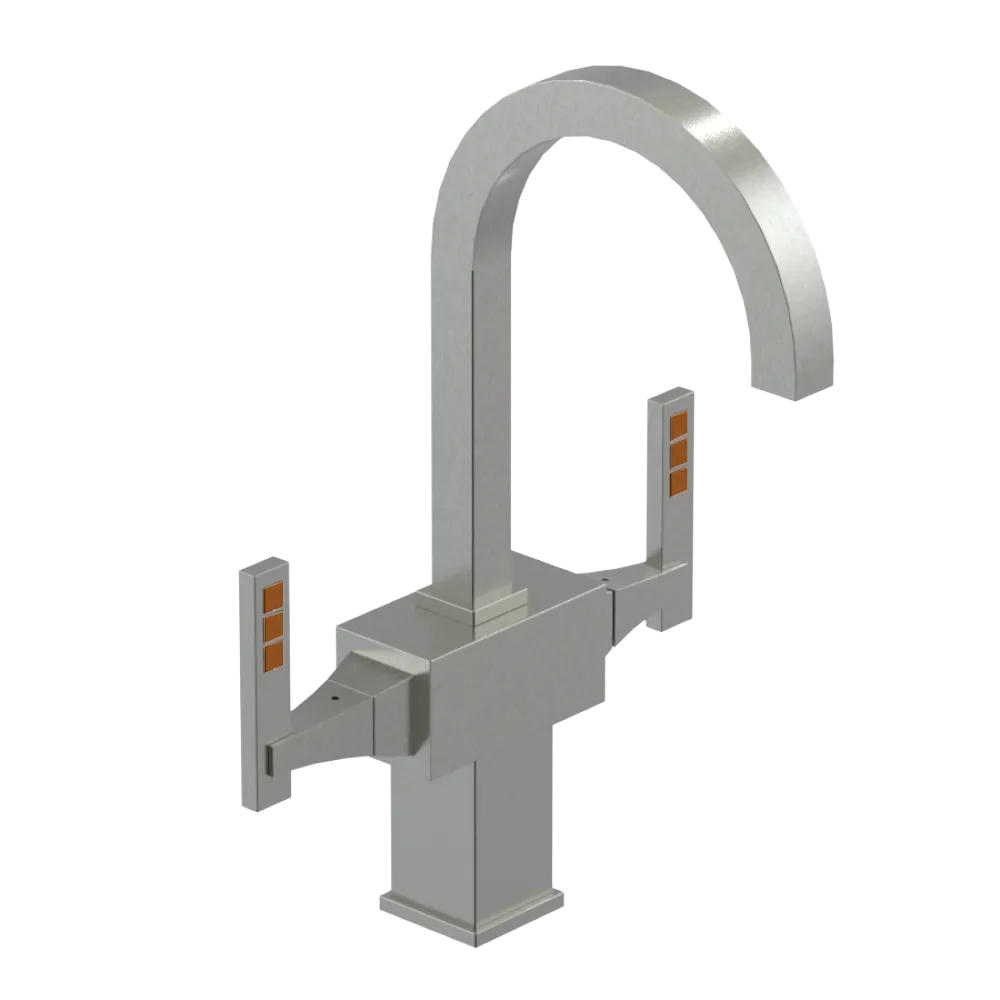 Rubinet Single Hole Dual Handle Lav. Set. (less drain) Satin Nickel