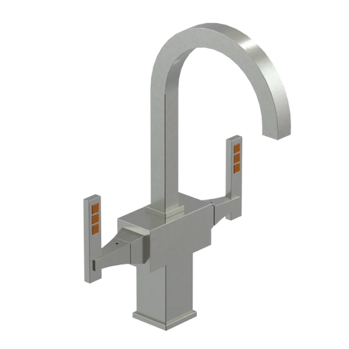 Rubinet Single Hole Dual Handle Lav. Set. (less drain) Satin Nickel