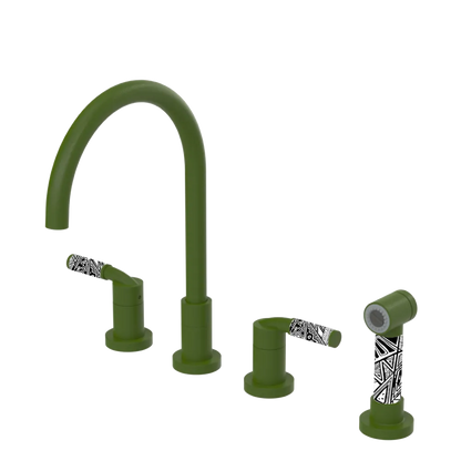 Rubinet Widespread Kitchen Set with Hand Spray Green Envy