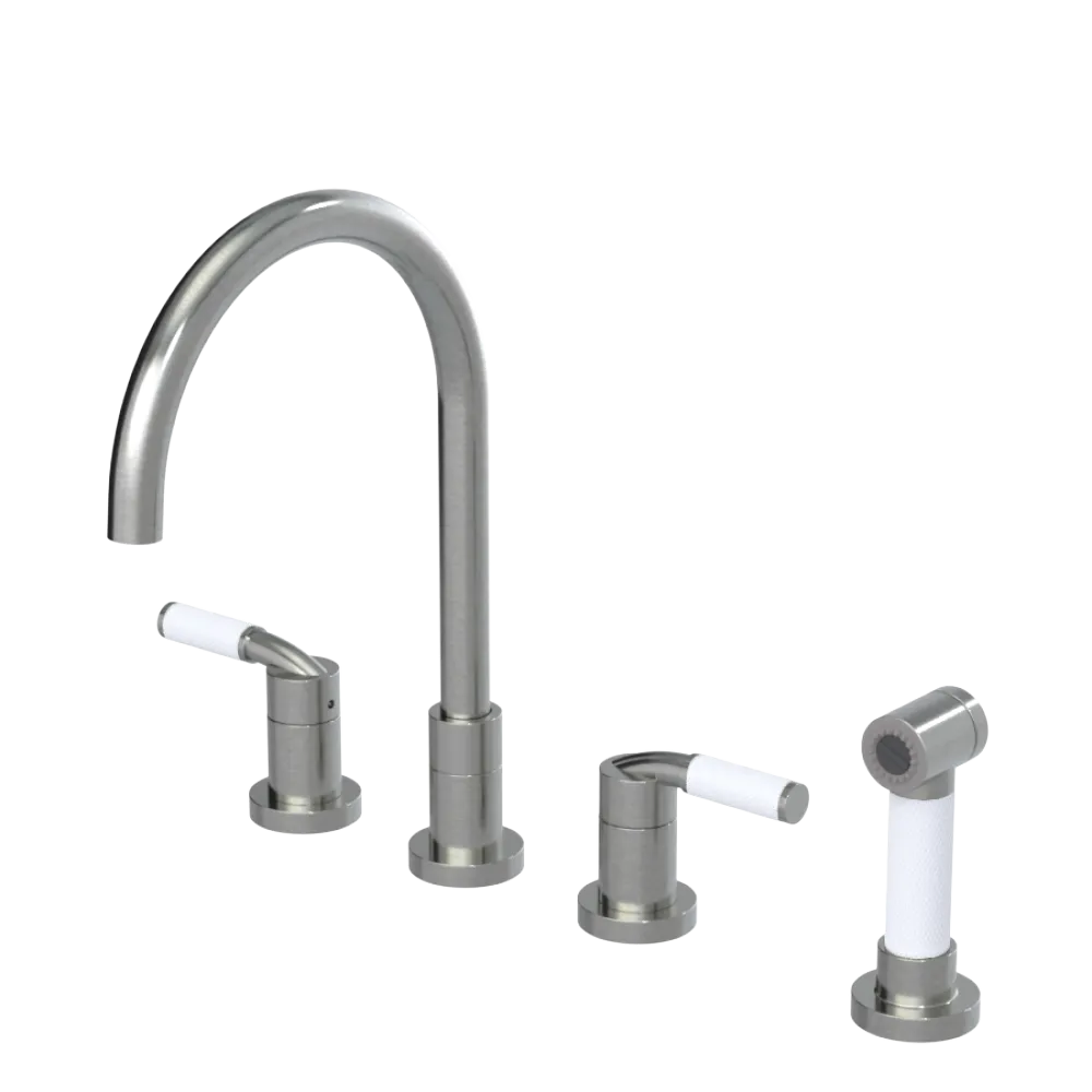Rubinet Widespread Kitchen Set with Hand Spray Satin Nickel