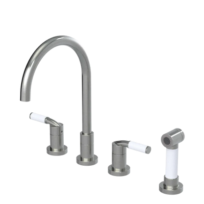 Rubinet Widespread Kitchen Set with Hand Spray Satin Nickel