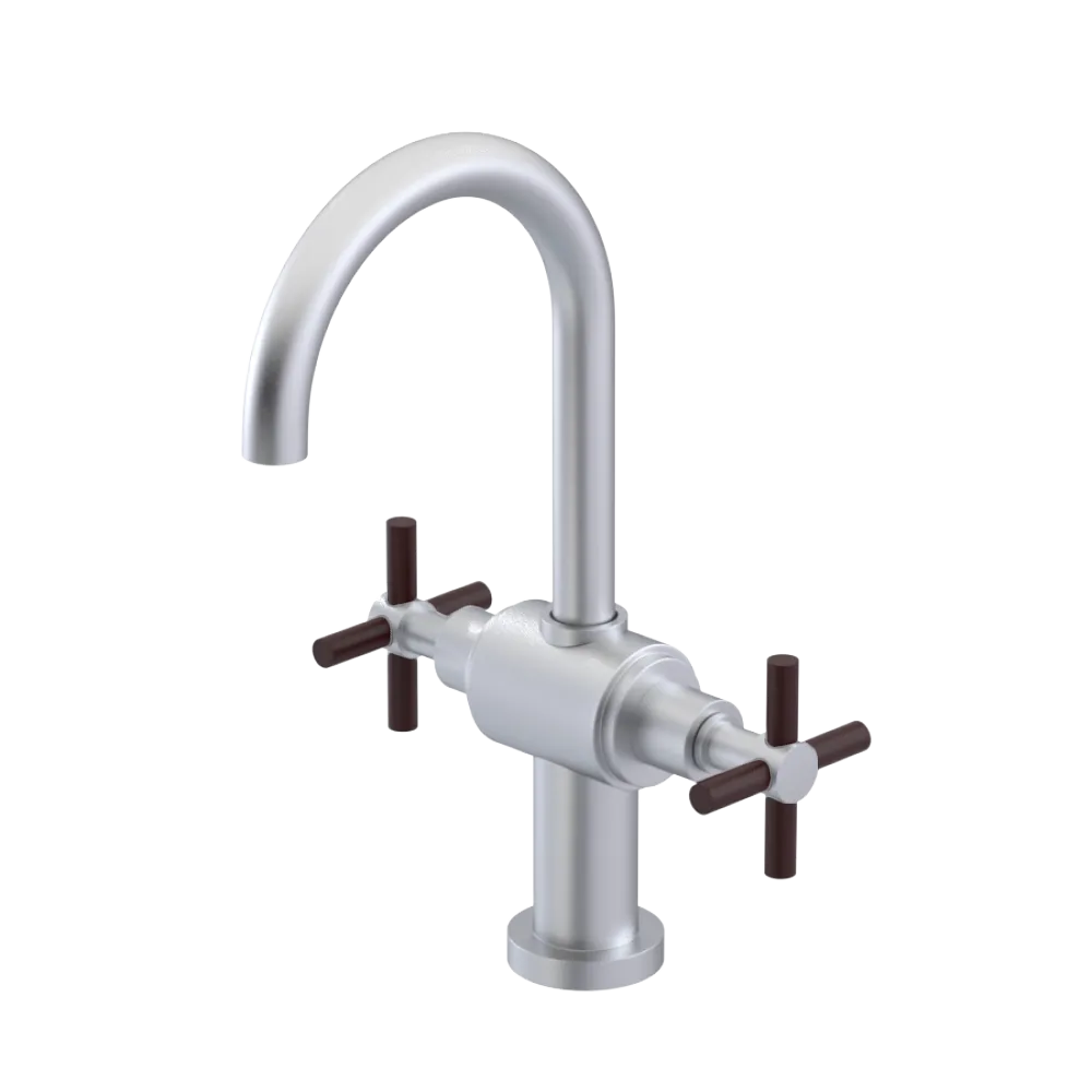 Rubinet Single Hole Dual Handle Lav. Set with LaSalle Spout (less drain) Satin Chrome