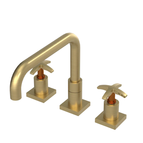 Rubinet Widespread Kitchen Set with Genesis Spout Satin Brass