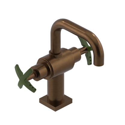 Rubinet Single Hole Dual Handle Lav. Set. with Genesis spout (less drain) Tuscan Brass