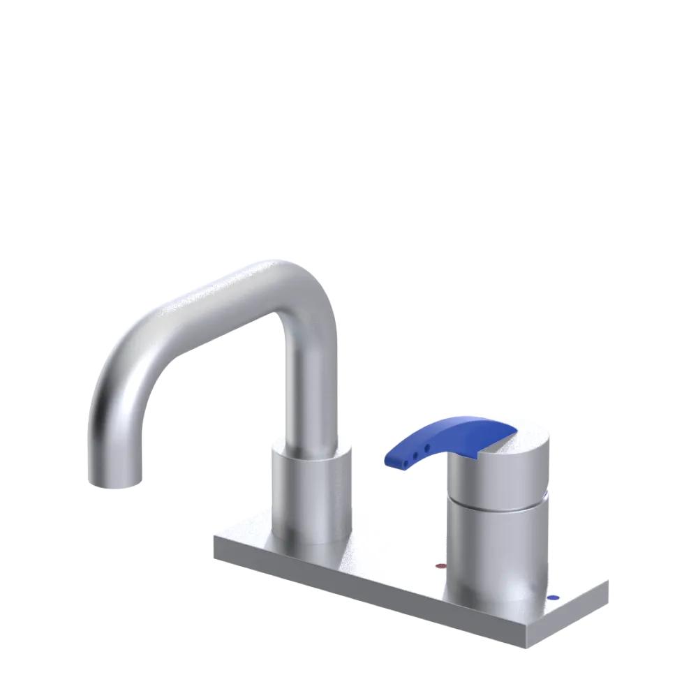 Rubinet 4" Centre Single Control Lav. Set. with Genesis spout (less drain) Satin Chrome
