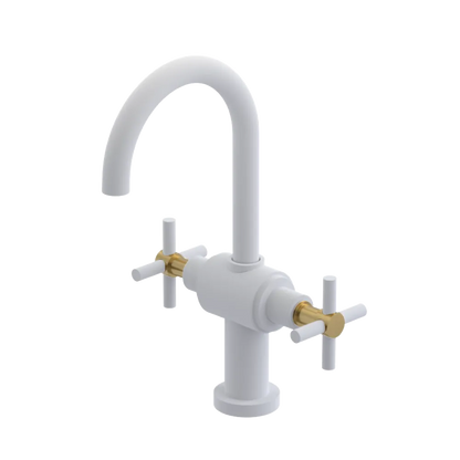 Rubinet Single Hole Dual Handle Lav. Set with LaSalle Spout (less drain) Matt White