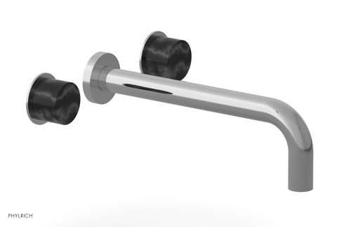Phylrich Basic II 10"  Wall Lavatory Set - Black Marble Handles 230-13-10