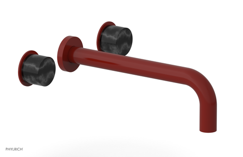 Phylrich Basic II 10"  Wall Tub Set - Black Marble Handles 230-58-10