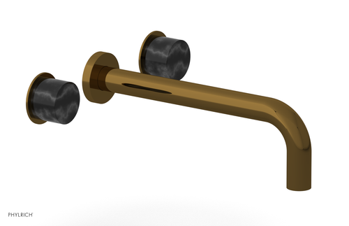 Phylrich Basic II 10"  Wall Lavatory Set - Black Marble Handles 230-13-10