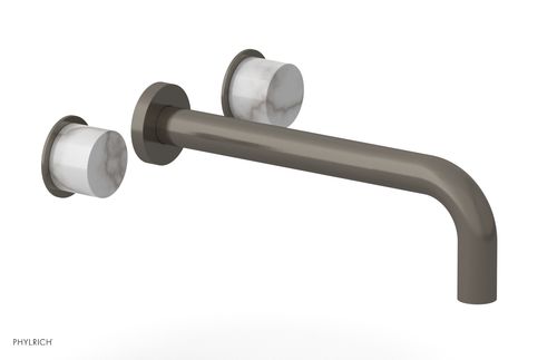 Phylrich Basic II 10"  Wall Lavatory Set - White Marble Handles 230-13-10