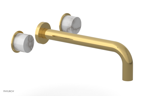 Phylrich Basic II 10"  Wall Tub Set - White Marble Handles 230-58-10