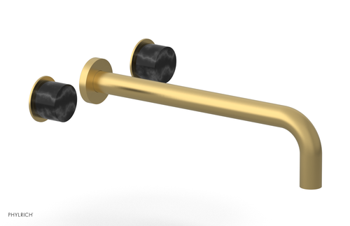 Phylrich Basic II 12"  Wall Tub Set - Black Marble Handles 230-58-12