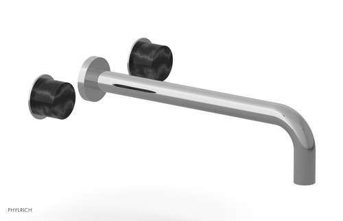 Phylrich Basic II 12"  Wall Tub Set - Black Marble Handles 230-58-12