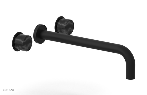 Phylrich Basic II 12"  Wall Lavatory Set - Black Marble Handles 230-13-12