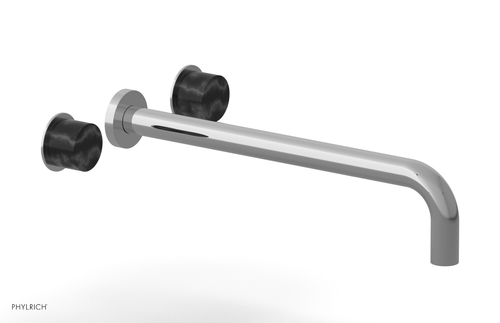 Phylrich Basic II 14"  Wall Lavatory Set - Black Marble Handles 230-13-14