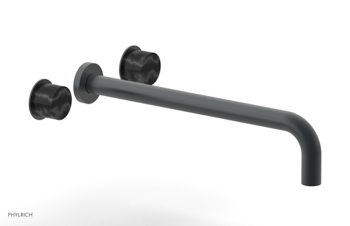Phylrich Basic II 14"  Wall Lavatory Set - Black Marble Handles 230-13-14
