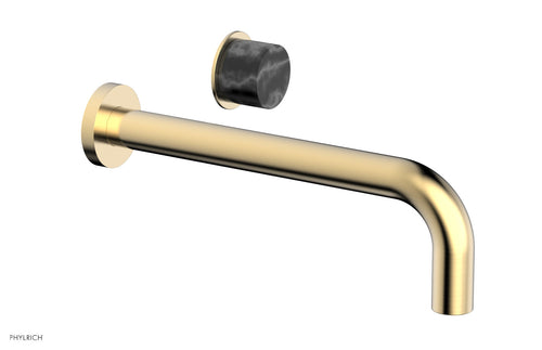 Phylrich Basic II 10" Single Handle Wall Lavatory Set - Black Marble Handle 230-17-10