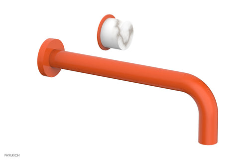 Phylrich Basic II 10" Single Handle Wall Lavatory Set - White Marble Handle 230-17-10