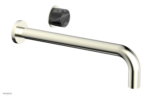 Phylrich Basic II 12" Single Handle Wall Lavatory Set - Black Marble Handle 230-17-12