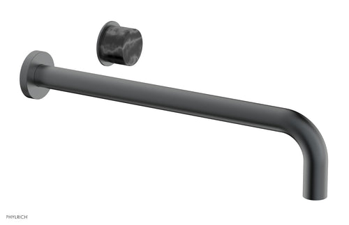 Phylrich Basic II 14" Single Handle Wall Lavatory Set - Black Marble Handle 230-17-14