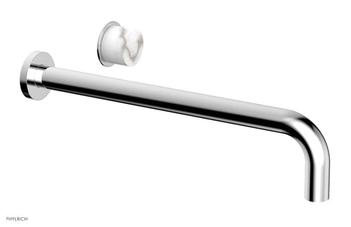 Phylrich Basic II 14" Single Handle Wall Lavatory Set - White Marble Handle 230-17-14