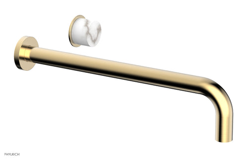 Phylrich Basic II 14" Single Handle Wall Lavatory Set - White Marble Handle 230-17-14