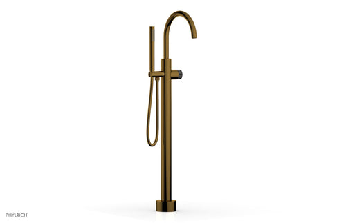 Phylrich BASIC II Tall Floor Mount Tub Filler - Marble Handle with Hand Shower  230-47-01