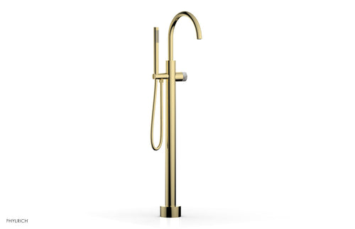 Phylrich BASIC II Tall Floor Mount Tub Filler - Marble Handle with Hand Shower  230-47-01