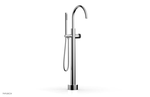 Phylrich BASIC II Low Floor Mount Tub Filler - Black Marble Handle with Hand Shower  230-47-03