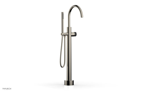 Phylrich BASIC II Low Floor Mount Tub Filler - Black Marble Handle with Hand Shower  230-47-03