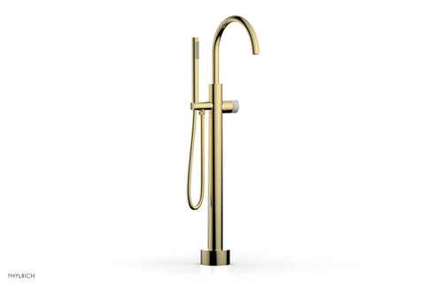 Phylrich BASIC II Low Floor Mount Tub Filler - White Marble Handle with Hand Shower  230-47-03