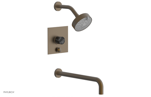 Phylrich BASIC II 14" Pressure Balance Tub and Shower Set - Black Marble 230S-28-14