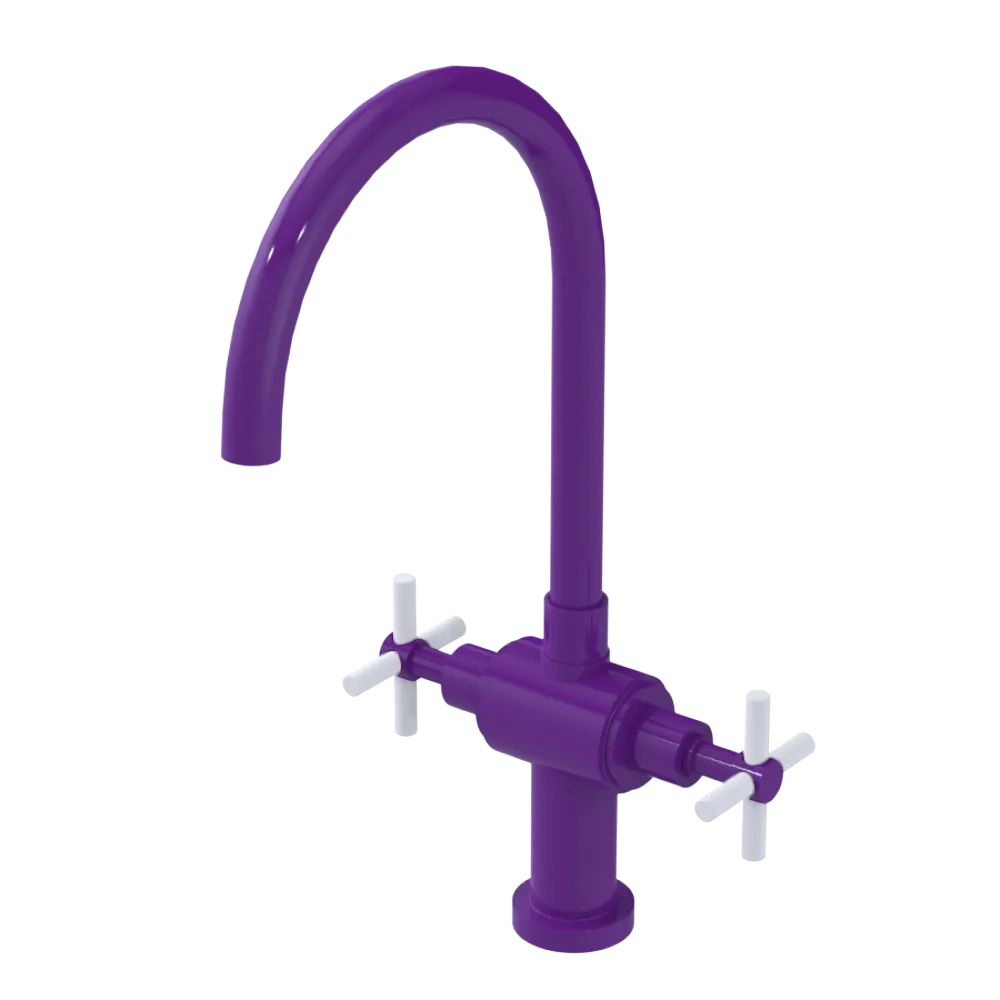 Rubinet Two Handle Single Hole Kitchen Set with LaSalle Spout Purple Haze