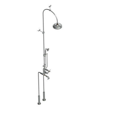 Rubinet Floor Mount Tub & Shower with hand held shower Satin Nickel
