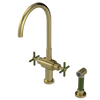 Rubinet Two Handle Single Hole Kitchen Set with LaSalle Spout with Hand Spray Natural Brass