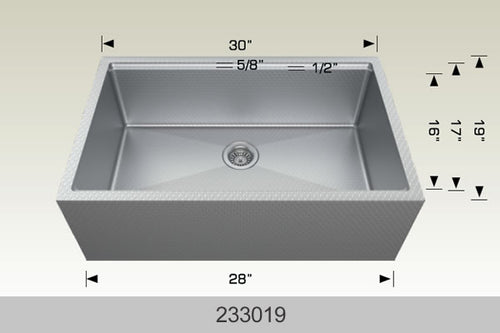 Bosco 233019 30" Stainless Steel Apron-Front Workstation Kitchen Sink