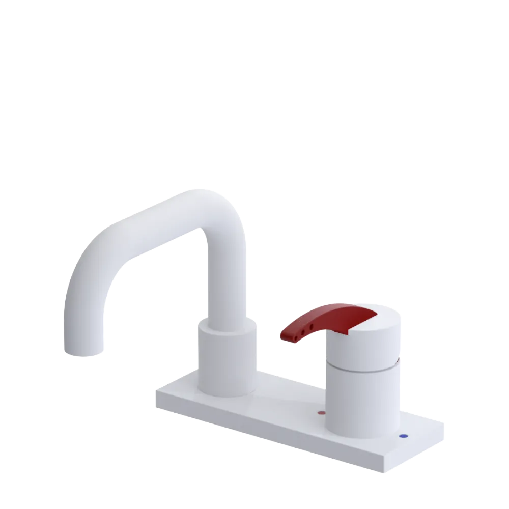 Rubinet 4" Centre Single Control Lav. Set. with Genesis spout (less drain) Matt White