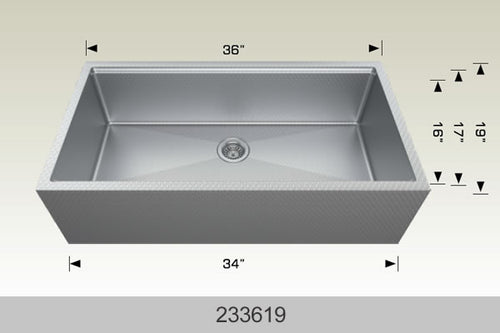 Bosco 233619 36" Stainless Steel Apron-Front Workstation Kitchen Sink