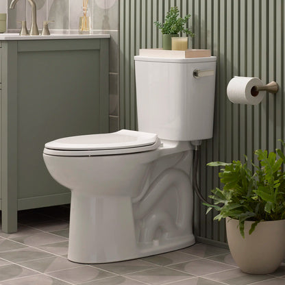 American Standard Aspirations EcoStrength Two-Piece 0.80 gpf/3.0 Lpf Chair Height Elongated Right-Hand Trip Lever Toilet Less Seat