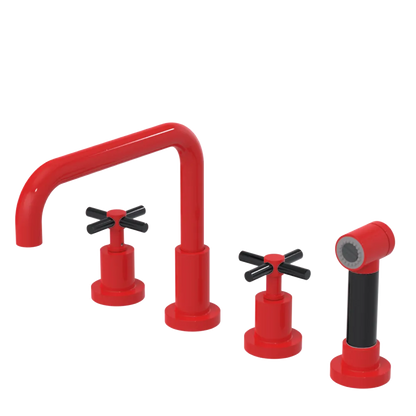 Rubinet Widespread Kitchen Set with Hand Spray Red