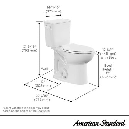American Standard Aspirations EcoStrength Two-Piece 0.80 gpf/3.0 Lpf Chair Height Elongated Toilet Less Seat